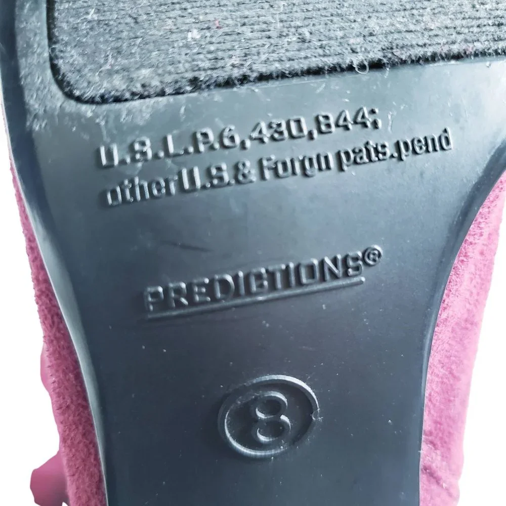 Vintage Predictions Y2K Wine Red Vegan Suede Pointed Toe Low Heel Boots 8 - Picture 7 of 8